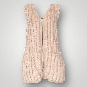DANA STEIN Women's Cream Faux Fur Vest